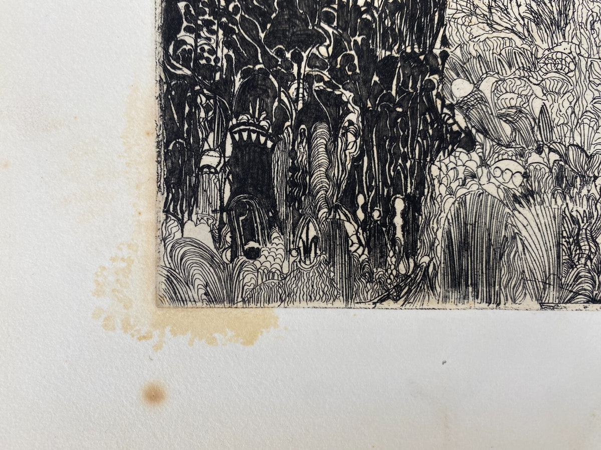 * RADIERUNG HERBERT GRUNWALDT VEGETATION 1963 SIGNIERT SURREALISMUS ORIGINAL