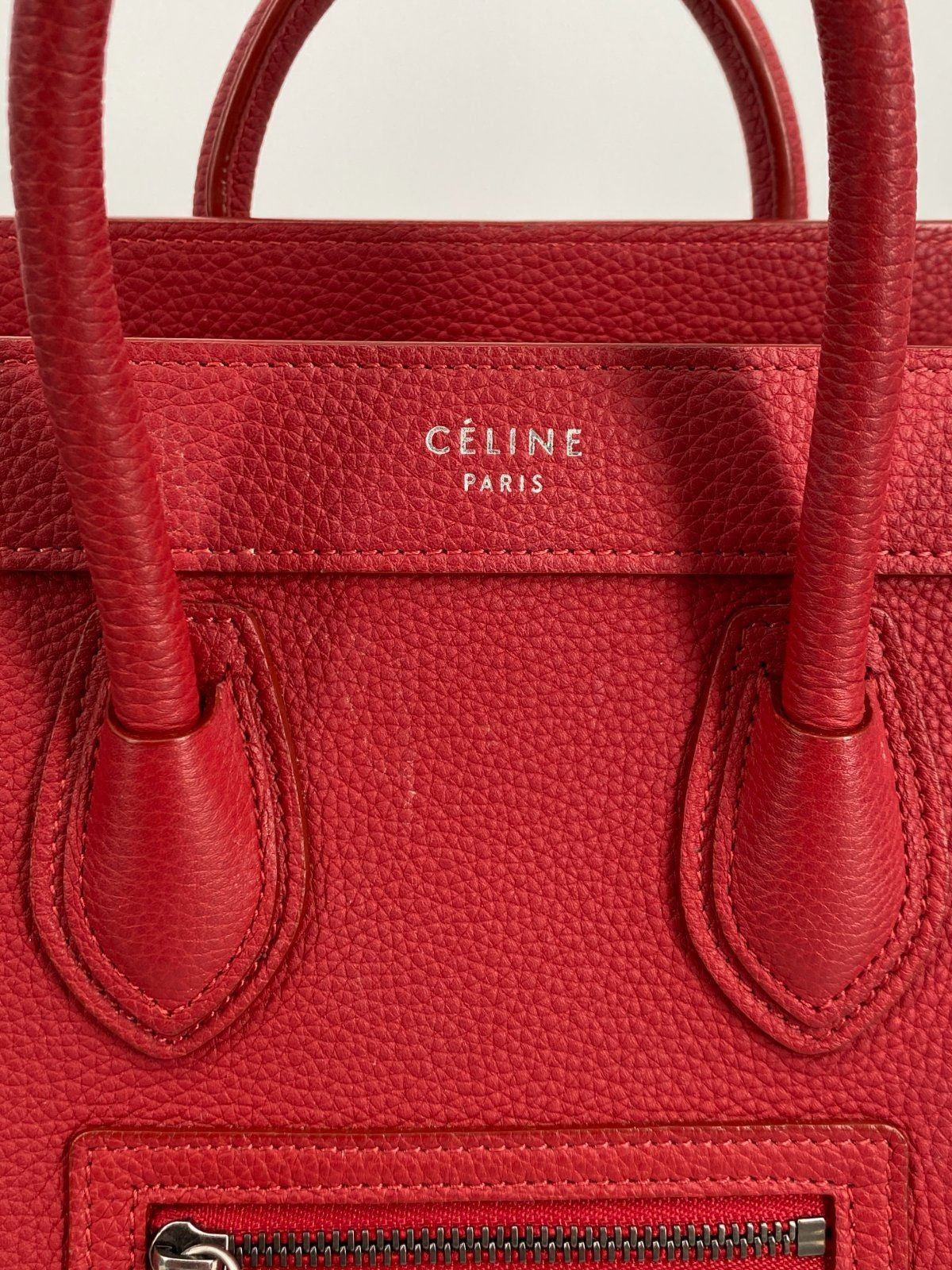 *HANDTASCHE CÉLINE LUGGAGE NANO LEDER POP RED SCHULTERRIEMEN ITAL
