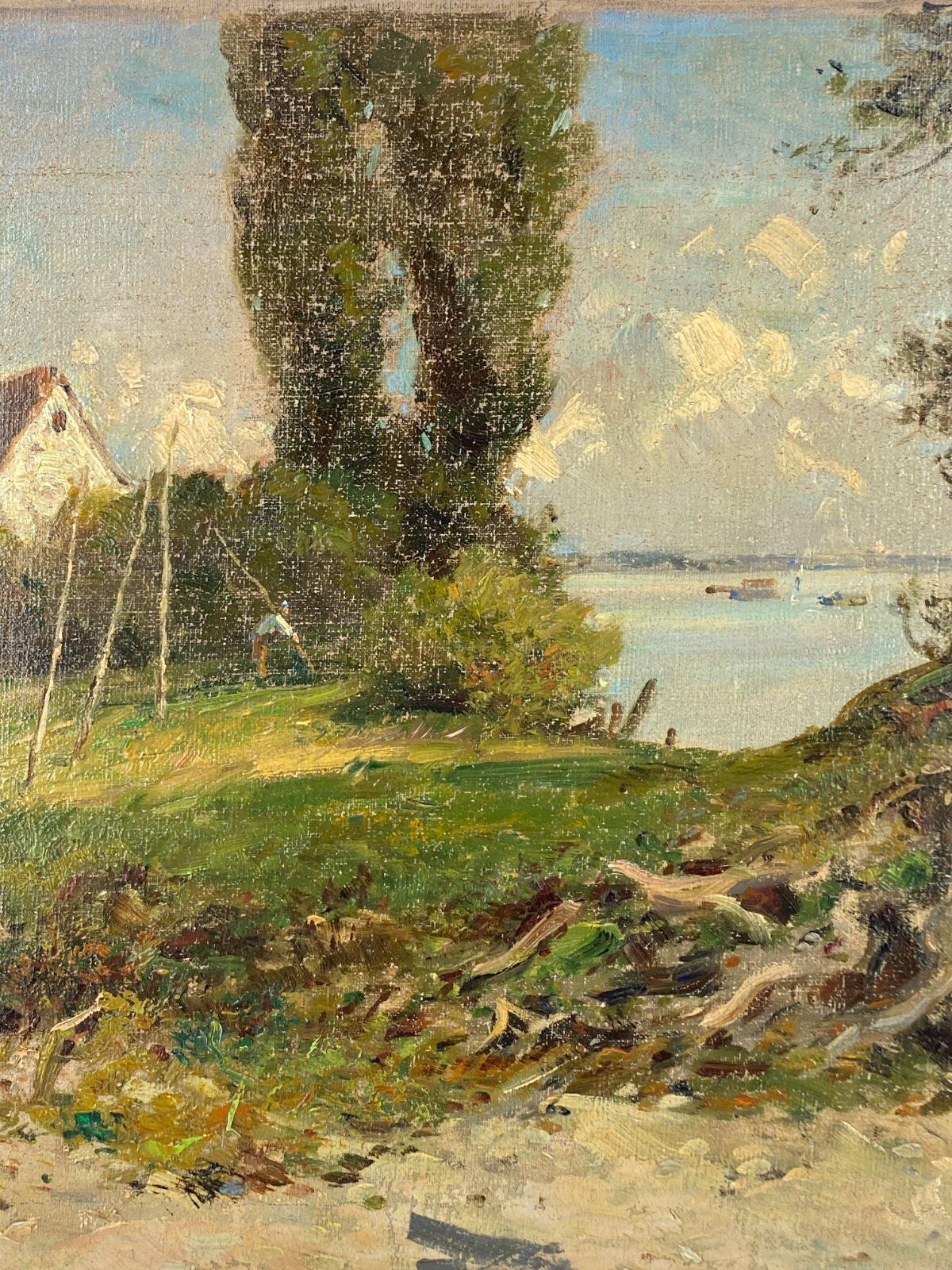 * WILHELM FREY ÖL GEMÄLDE ÖLGEMÄLDE 1909 NETZPLATZ AM BODENSEE