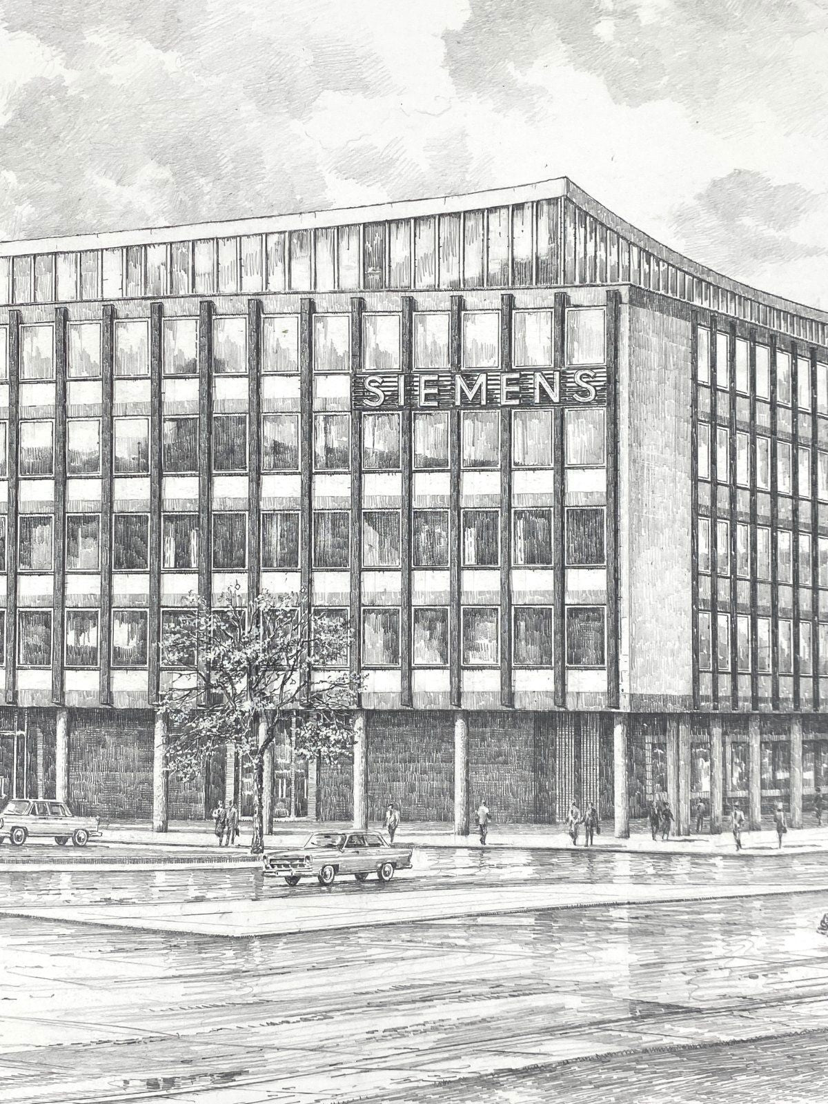 *HEINZ WEHLISCH HANDZEICHNUNG MÜNCHEN VERWALTUNGSGEBÄUDE SIEMENS