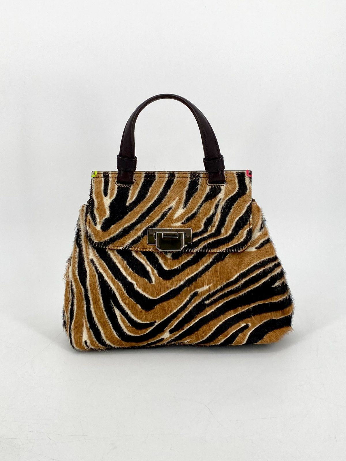 * ROSAMARO HANDGEMACHTE HANDTASCHE ITALIEN LEDER ZEBRA PRINT