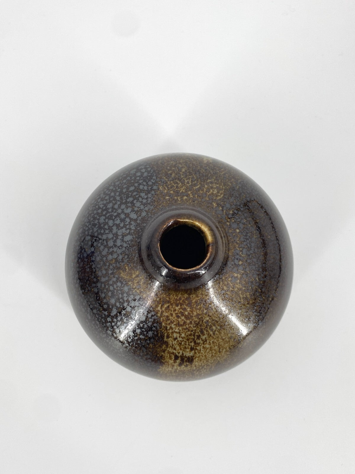* STUDIO KERAMIK KLEINE BAUCHIGE KUGEL VASE BRAUN GLÄNZEND VINTAGE
