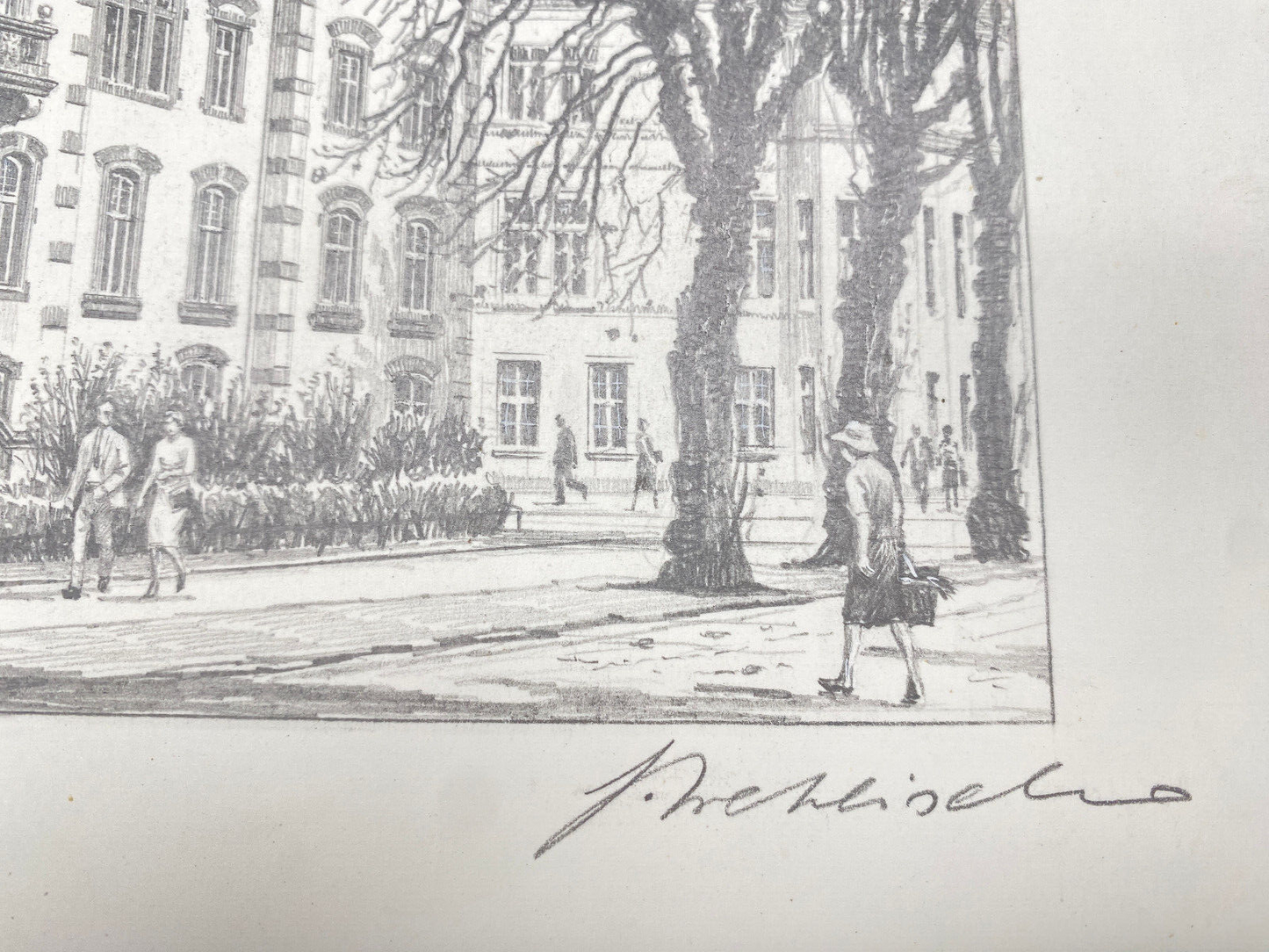 DEUTSCHER KÜNSTLER HEINZ WEHLISCH ZEICHNUNG MOERS LANDRATSAMT HANDSIGNIERT