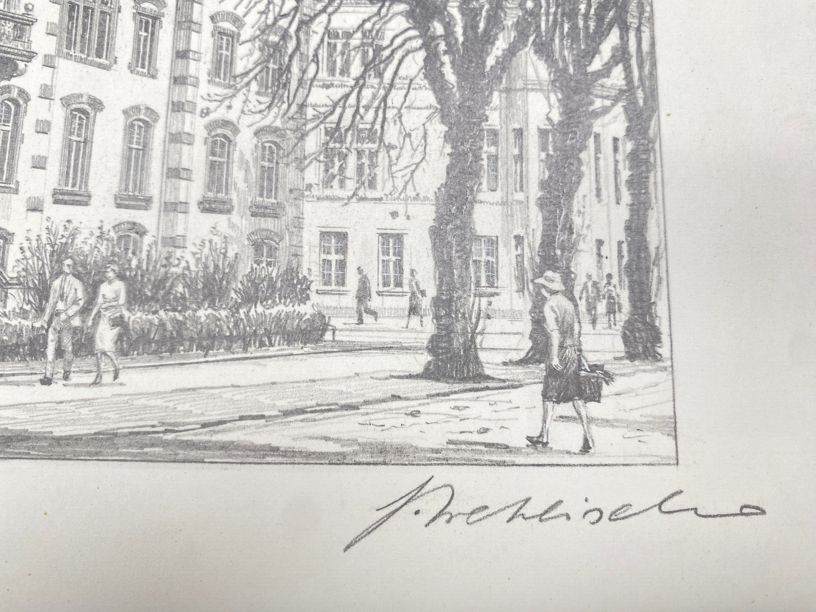 DEUTSCHER KÜNSTLER HEINZ WEHLISCH ZEICHNUNG MOERS LANDRATSAMT HANDSIGNIERT