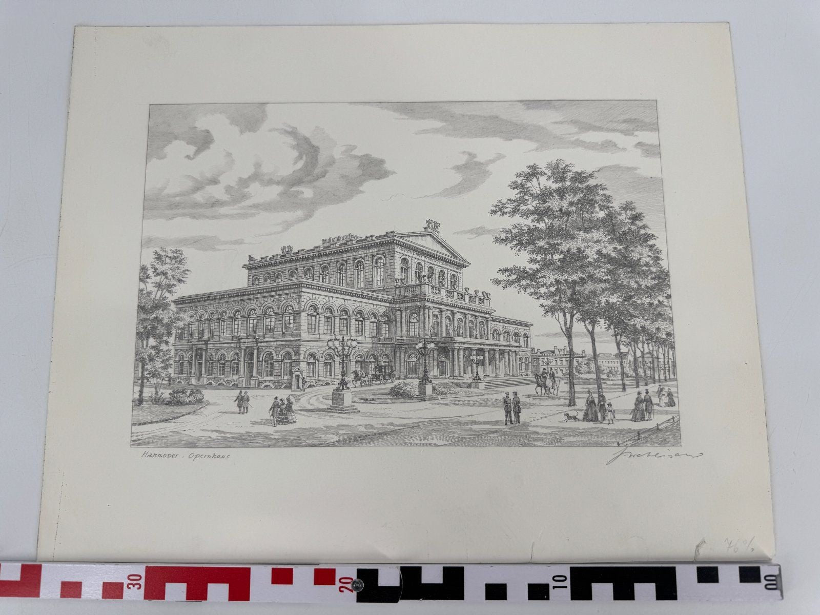 * HEINZ WEHLISCH ZEICHNUNG HANNOVER OPERNHAUS ANSICHT SIGNIERT