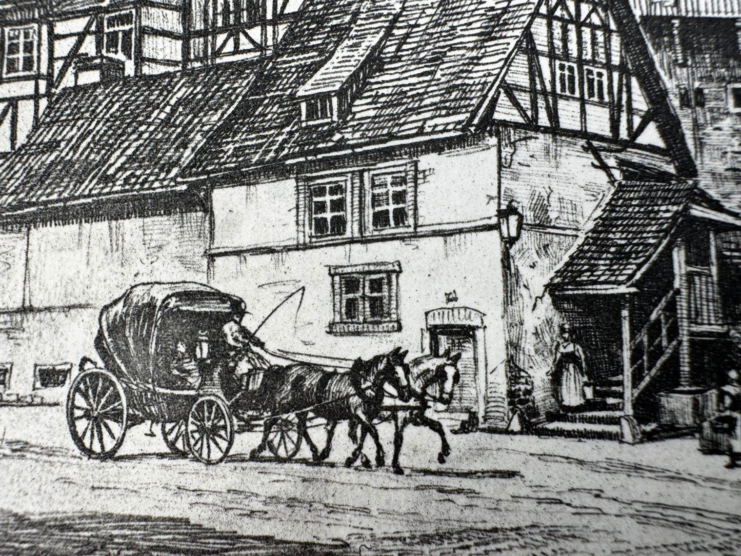 * HEINZ WEHLISCH RADIERUNG WEINHEIM GERBERVIERTEL UM 1900 ANSICH
