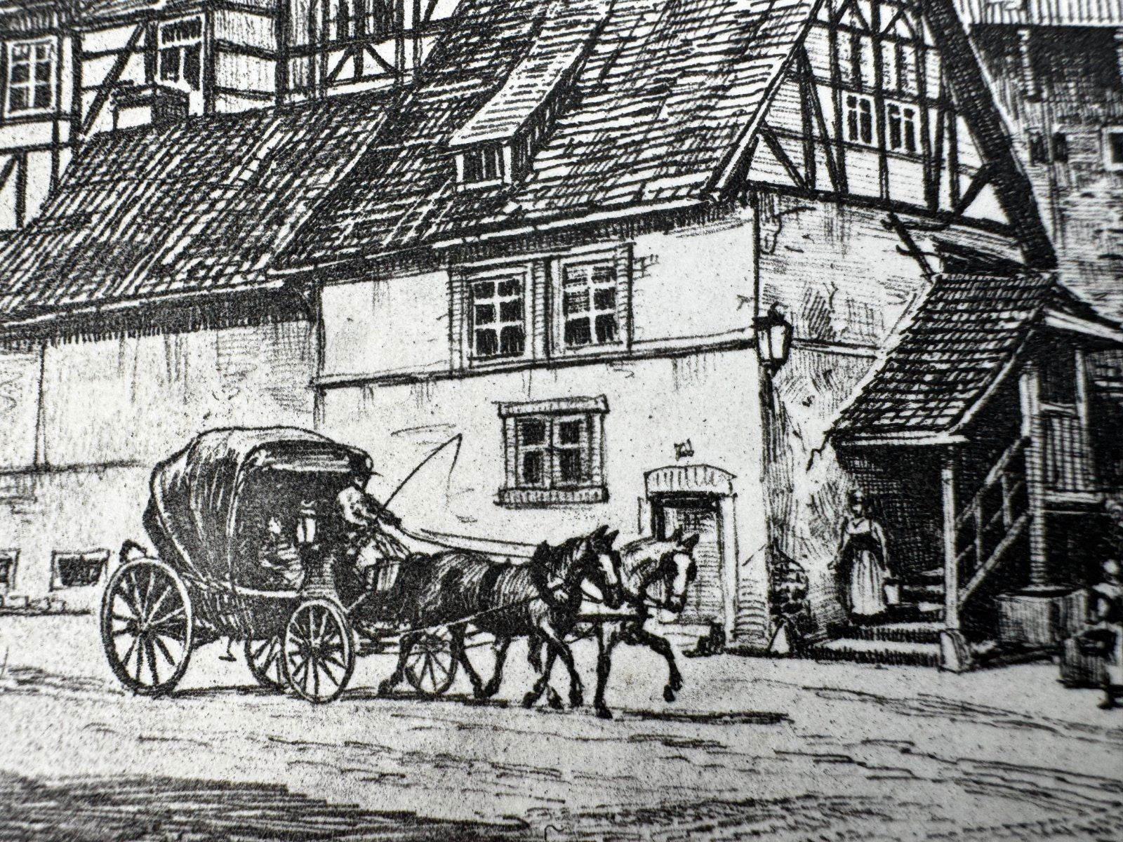 * HEINZ WEHLISCH RADIERUNG WEINHEIM GERBERVIERTEL UM 1900 ANSICH