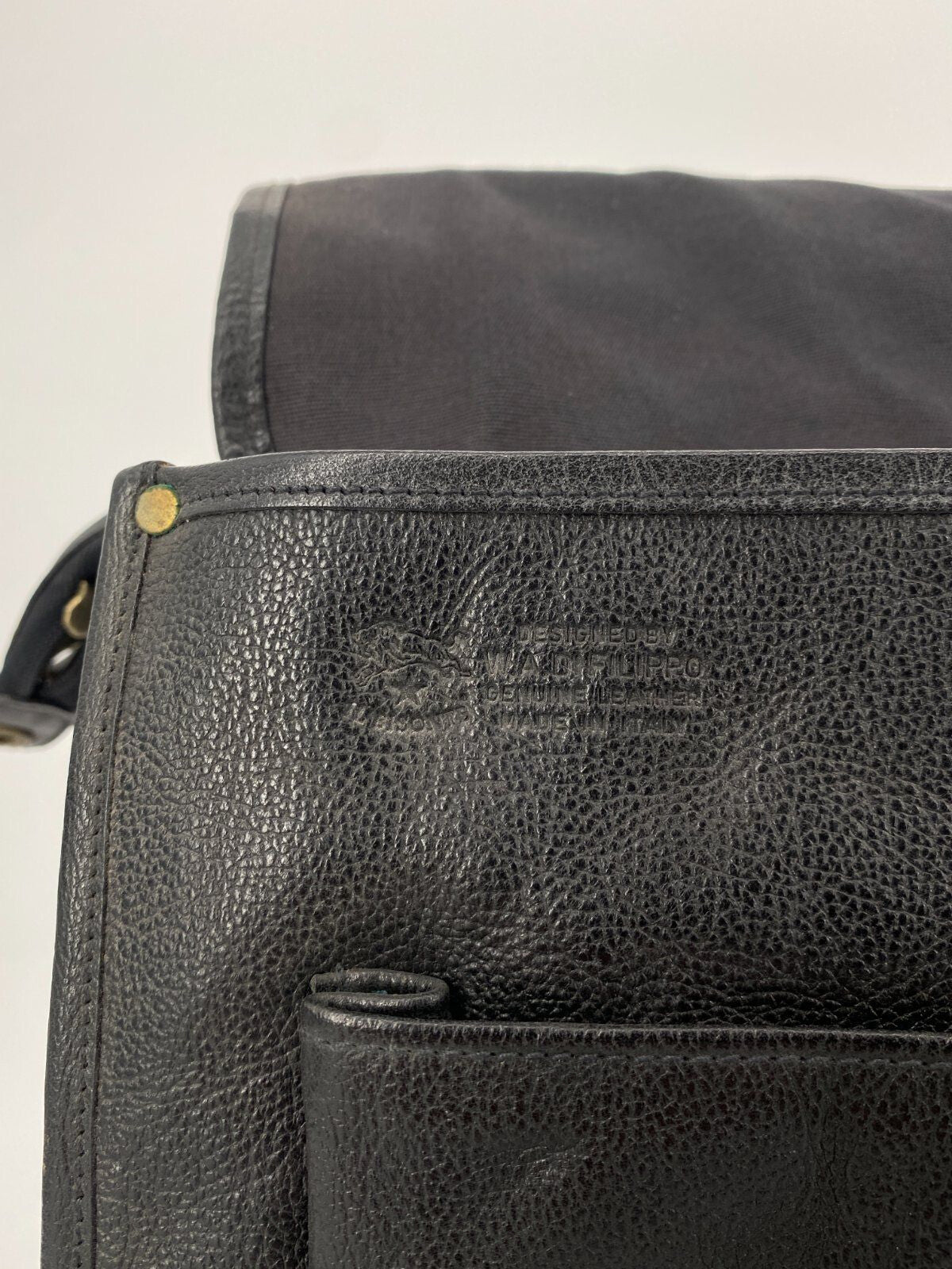 * VINTAGE IL BISONTE ECHT LEDER TASCHE SCHWARZ ITALY DESIGN