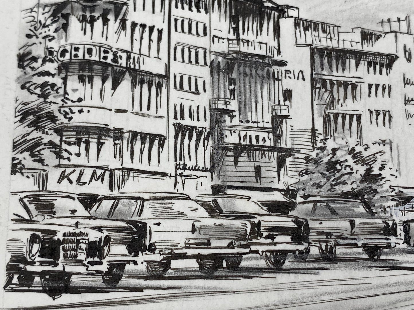 HEINZ WEHLISCH BERLIN KURFÜRSTENDAMM  GEDÄCHTNISKIRCHE  ORIGINAL ZEICHNUNG