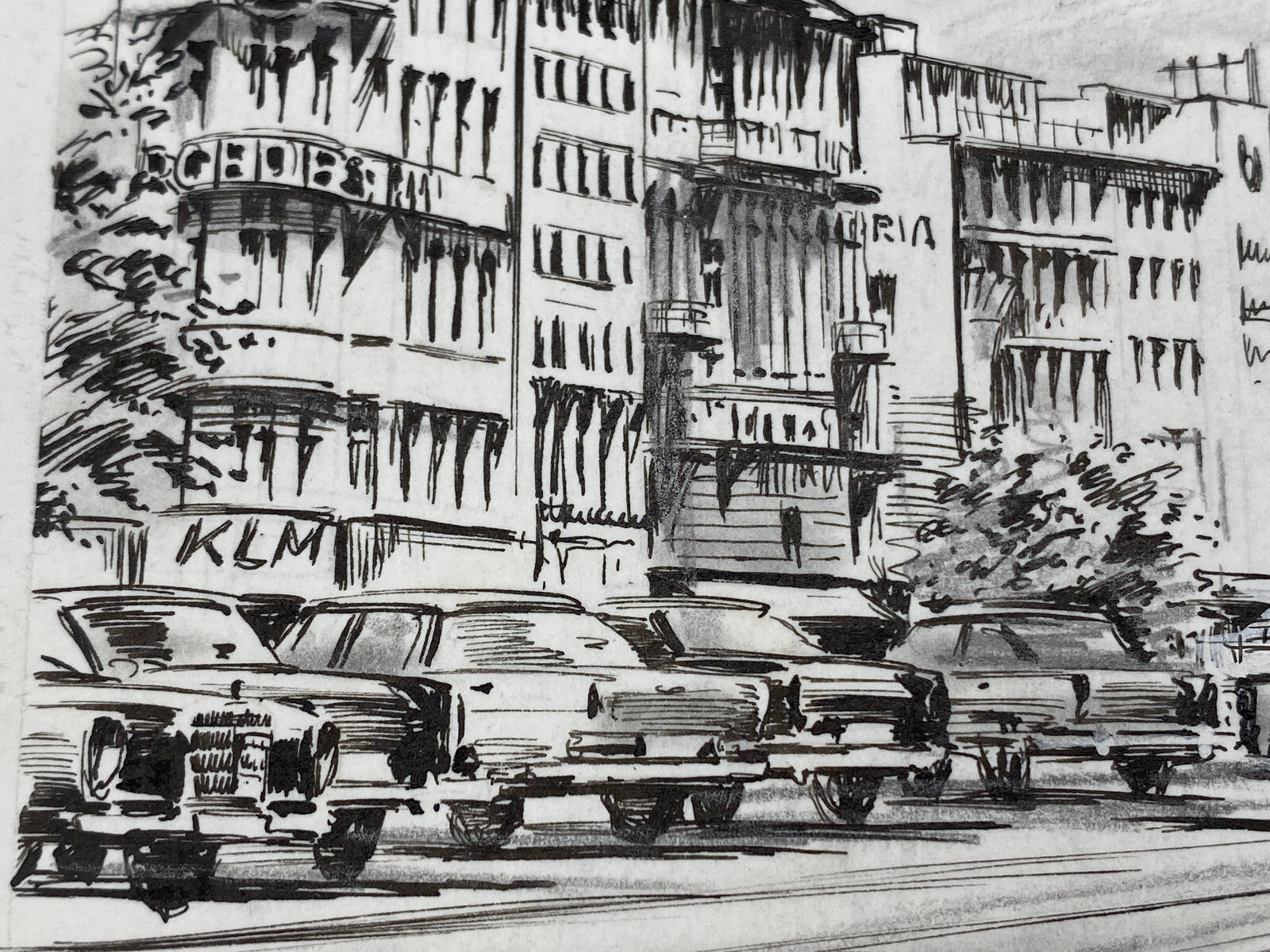 HEINZ WEHLISCH BERLIN KURFÜRSTENDAMM  GEDÄCHTNISKIRCHE  ORIGINAL ZEICHNUNG