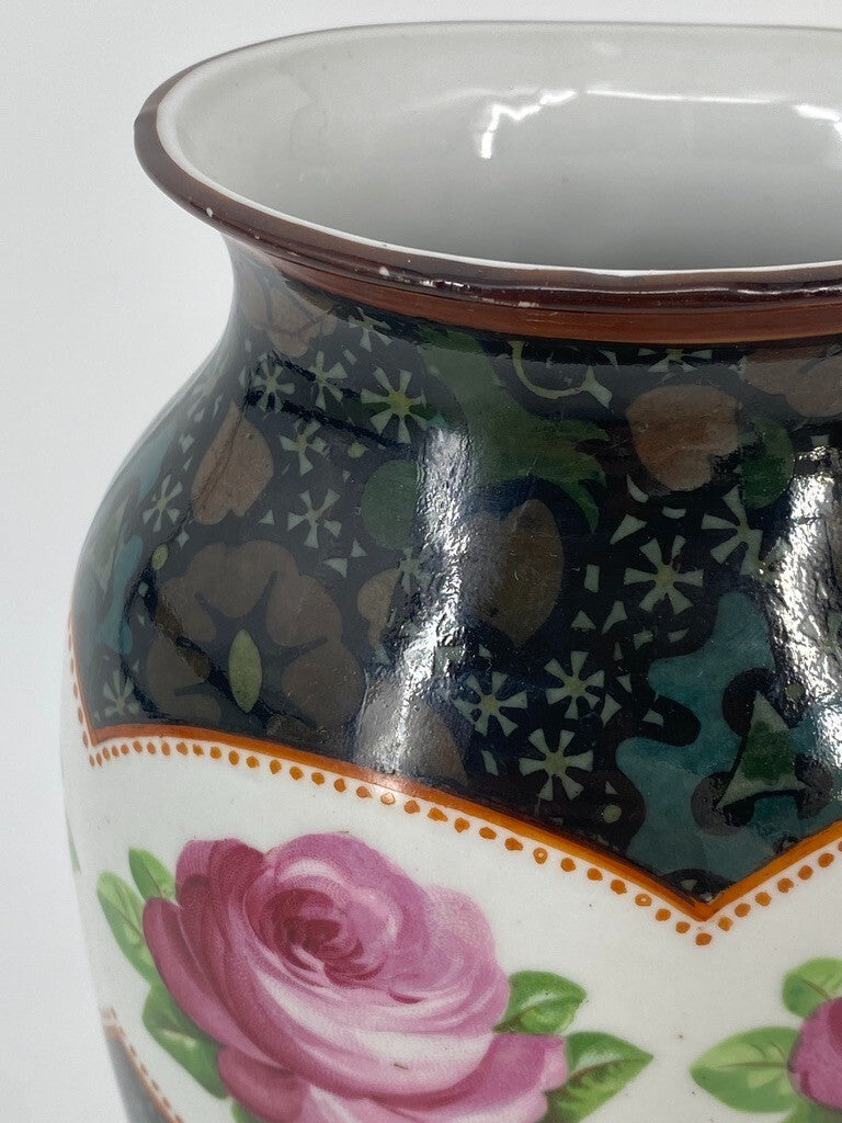 * EICHWALD PORZELLAN VASE BÖHMEN JUGENDSTIL 1900 ROSEN DEKOR VINTAGE