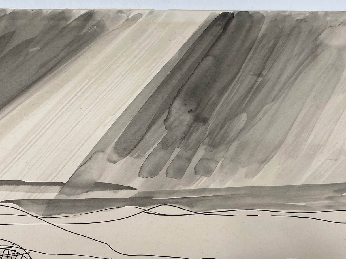 *TUSCHE AQUARELL HEINRICH HEUSER 1887-1967 FISCHERNETZE AM STRAND ZEICHNUNG