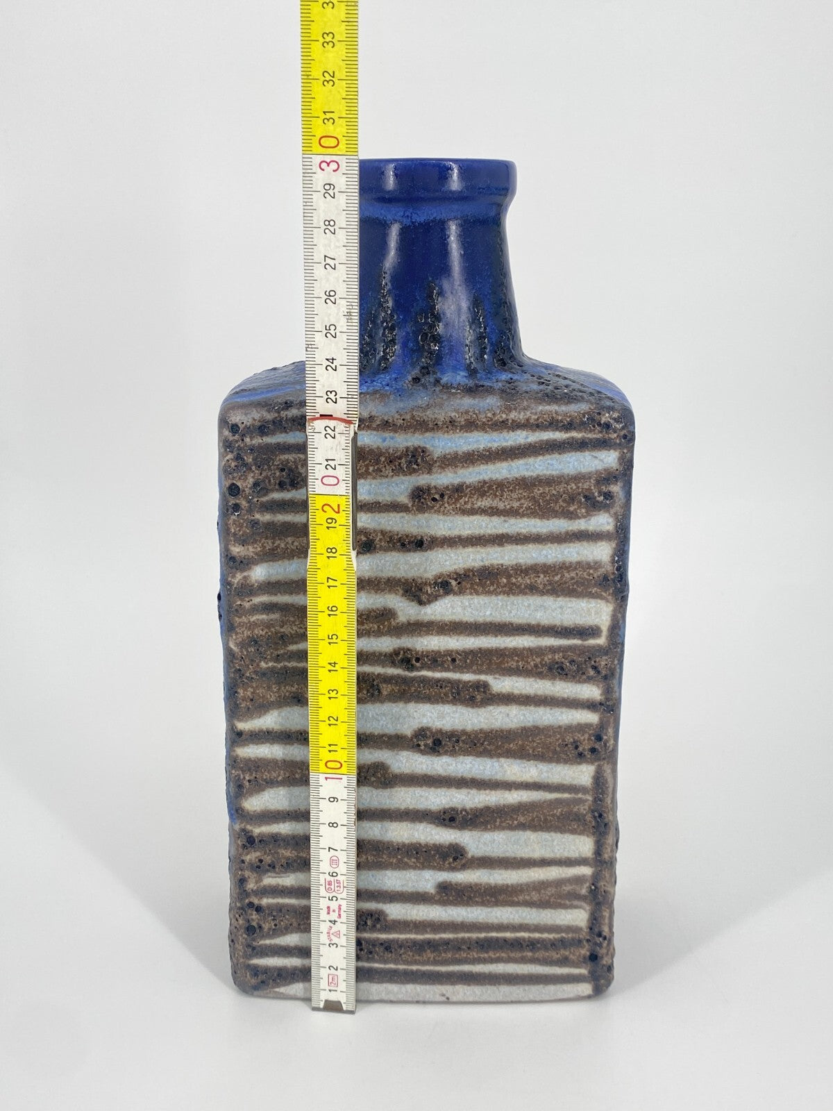 * SCHEURICH FAT LAVA VASE BLAU MID CENTURY 70ER STUDIOKERAMIK 30CM