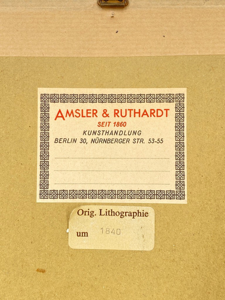 * ORIGINAL LITHOGRAFIE 1840 GENDARMENMARKT DOM SCHAUSPIELHAUS BERLIN ANTIK