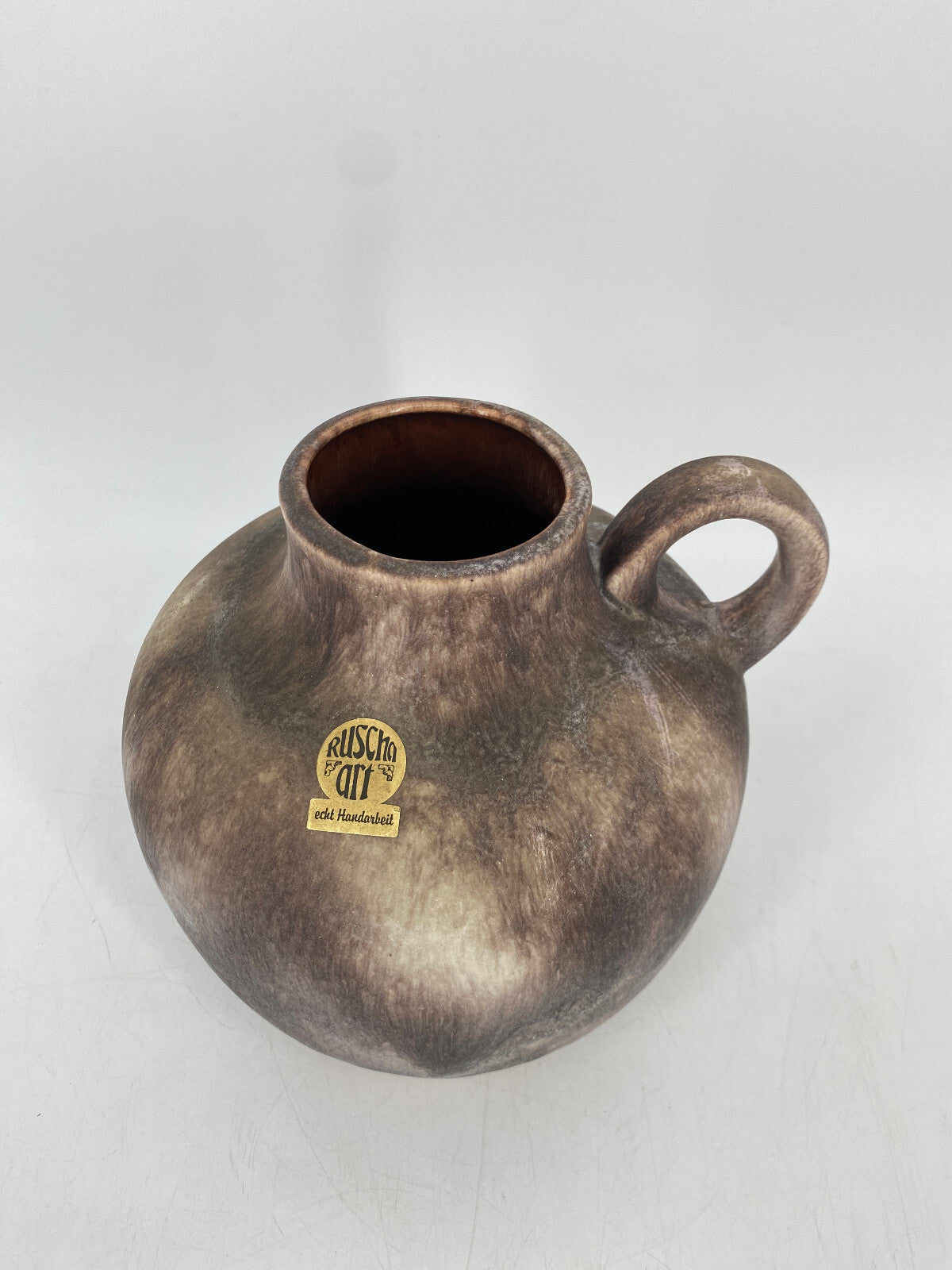 * VASE KERAMIK RUSCHA ART BRAUN BEIGE MARMORIERT SAMT OBERFLÄCHE