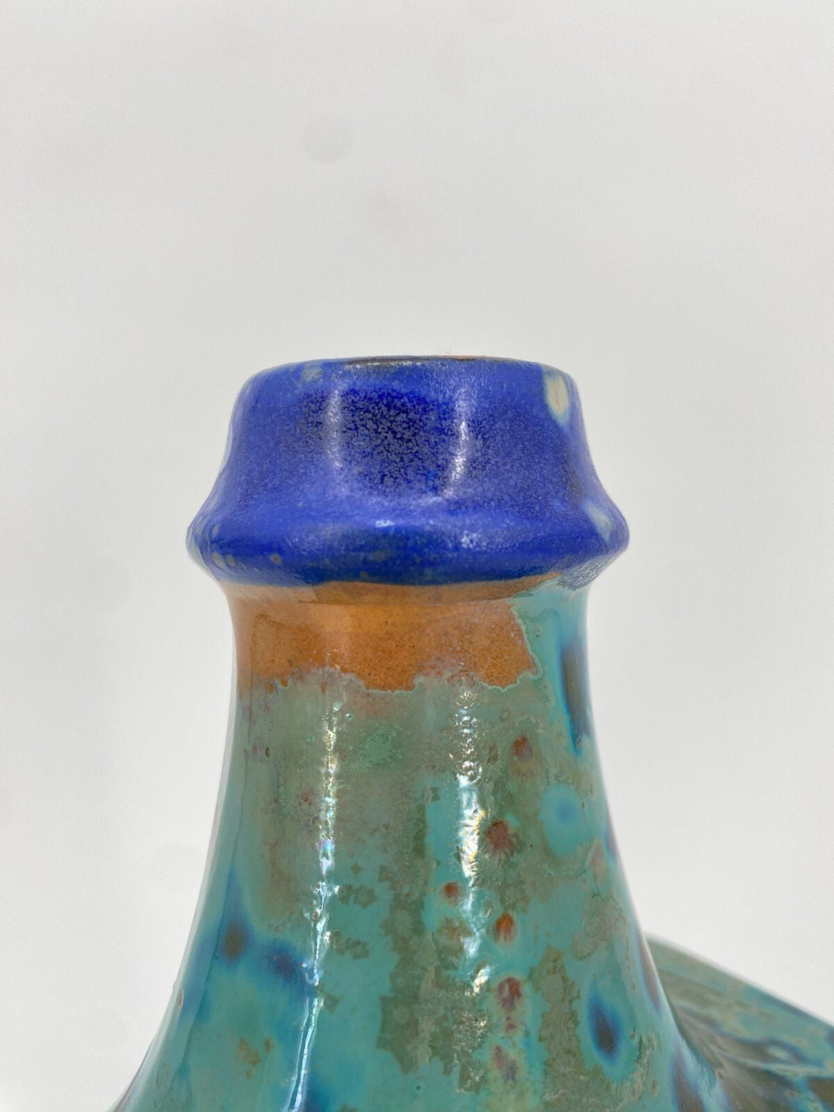 * STUDIOKERAMIK CARSTENS VASE 839/23 BLAU GRÜN ZINKKRISTALLE 70ER