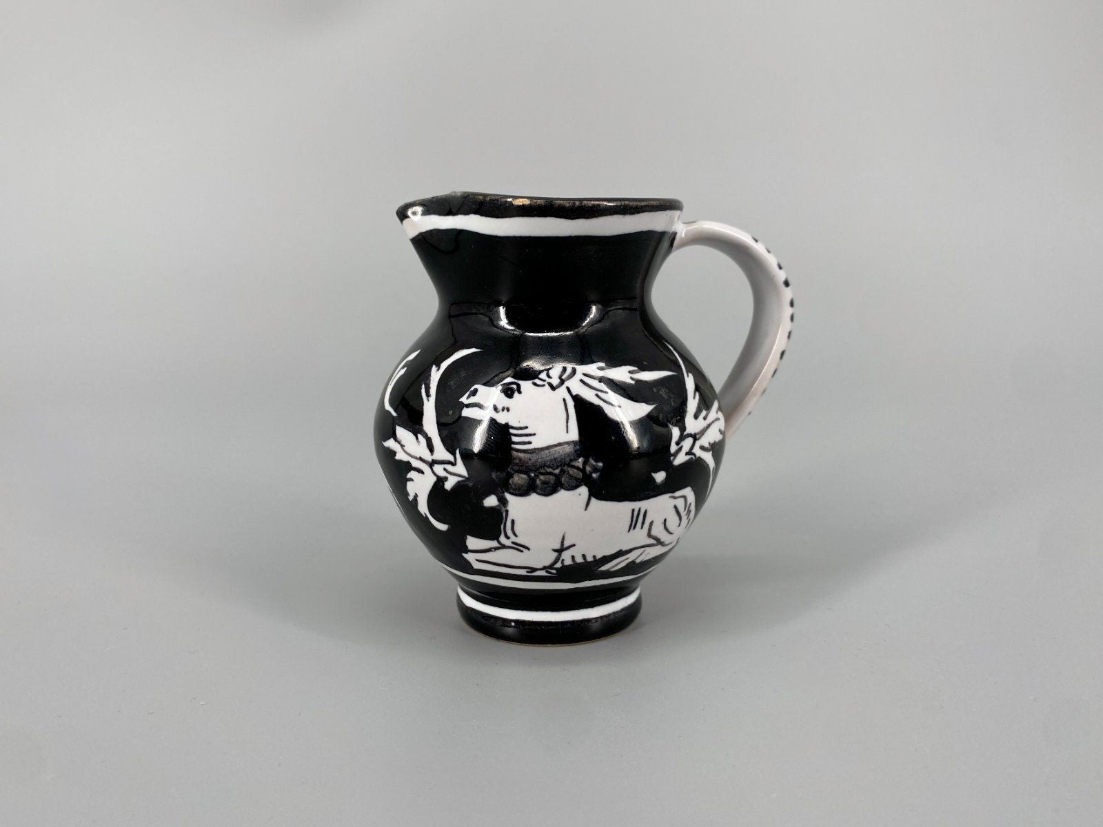 * 3 KLEINE KRÜGE TONKRUG VASE KERAMIK SIENA FISCH BLAU VINTAGE