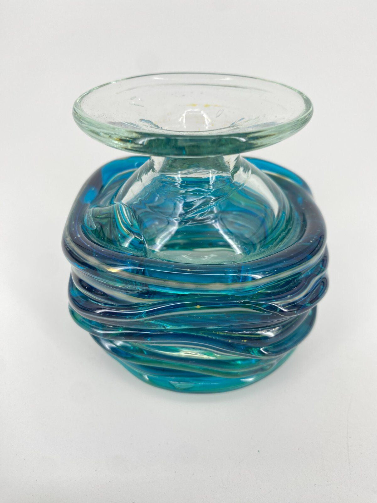 * GLASVASE MDINA GLASS MICHAEL HARRIS MID CENTURY 1970ER BLAU