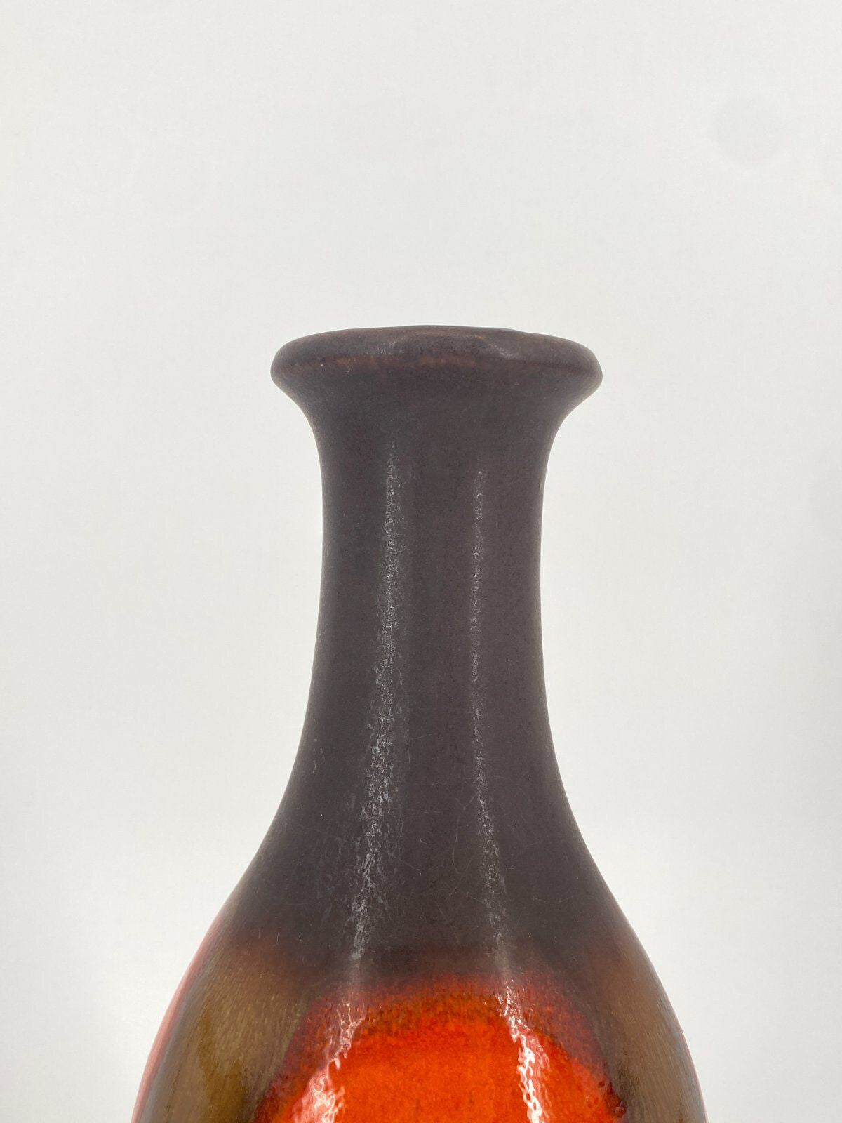 * JASBA STUDIOKERAMIK VASE W.-GERMANY ORANGE BRAUN 60ER 70ER
