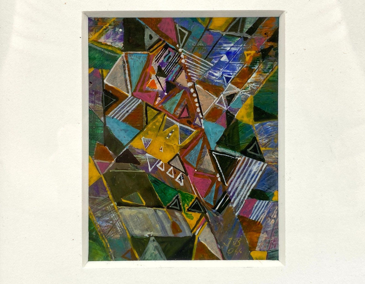 *3x ACRYLGEMÄLDE JB 2004 SIGNIERT METALLFARBEN ABSTRAKT GERAHMT