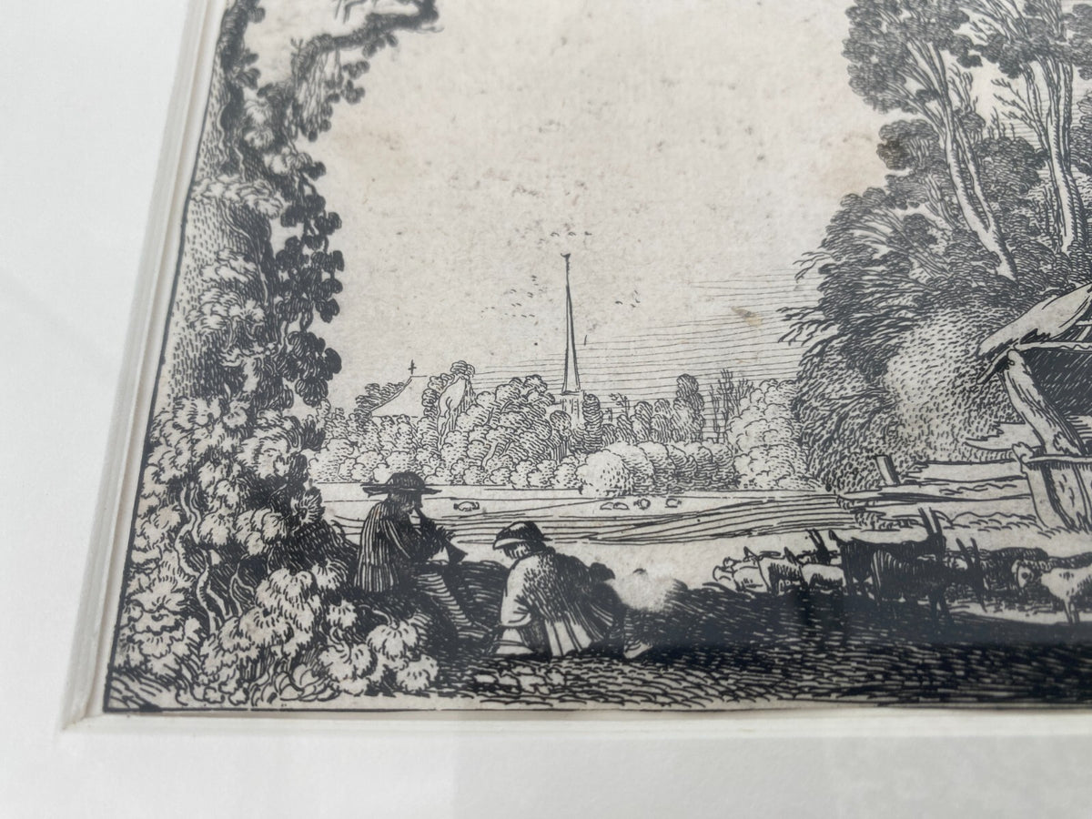 *RADIERUNG KUPFERSTICH JAN VAN DE VELDE GENRE LANDSCHAFT HÜTTE 1616 ANTIK BAROCK