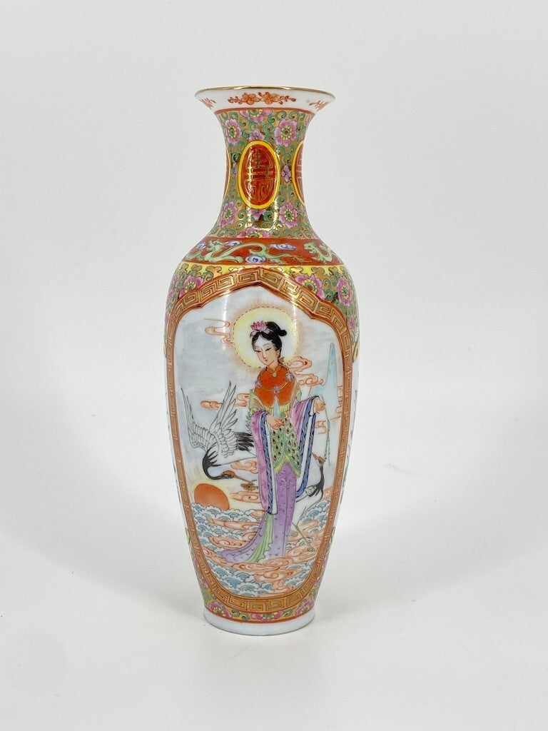 * VASE CHINA PORZELLAN ZHONGGUO ZHI ZAO CHINESISCH HANDBEMALT GOLD
