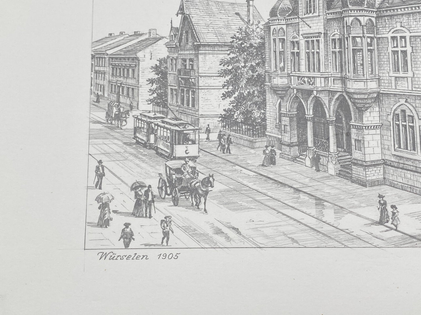 DEUTSCHER KÜNSTLER HEINZ WEHLISCH ZEICHNUNG WÜRSELEN 1905 HANDSIGNIERT