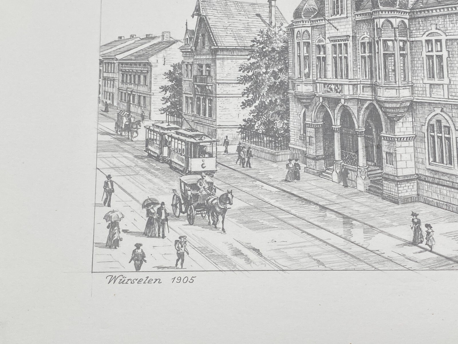 DEUTSCHER KÜNSTLER HEINZ WEHLISCH ZEICHNUNG WÜRSELEN 1905 HANDSIGNIERT