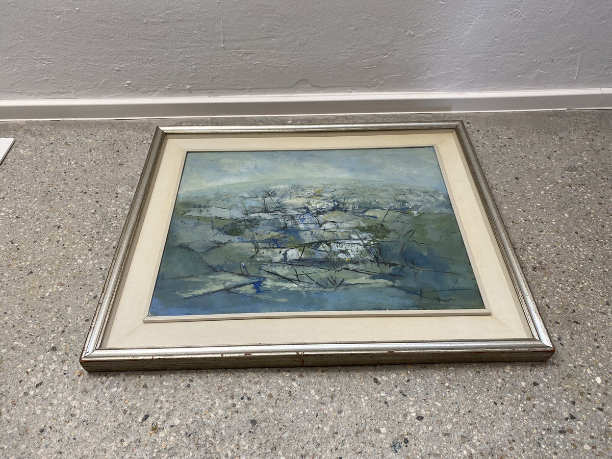 GEMÄLDE ÖLGEMÄLDE ABSTRAKTE LANDSCHAFT ITALIEN DORF ANTONIO PEZZOTTA