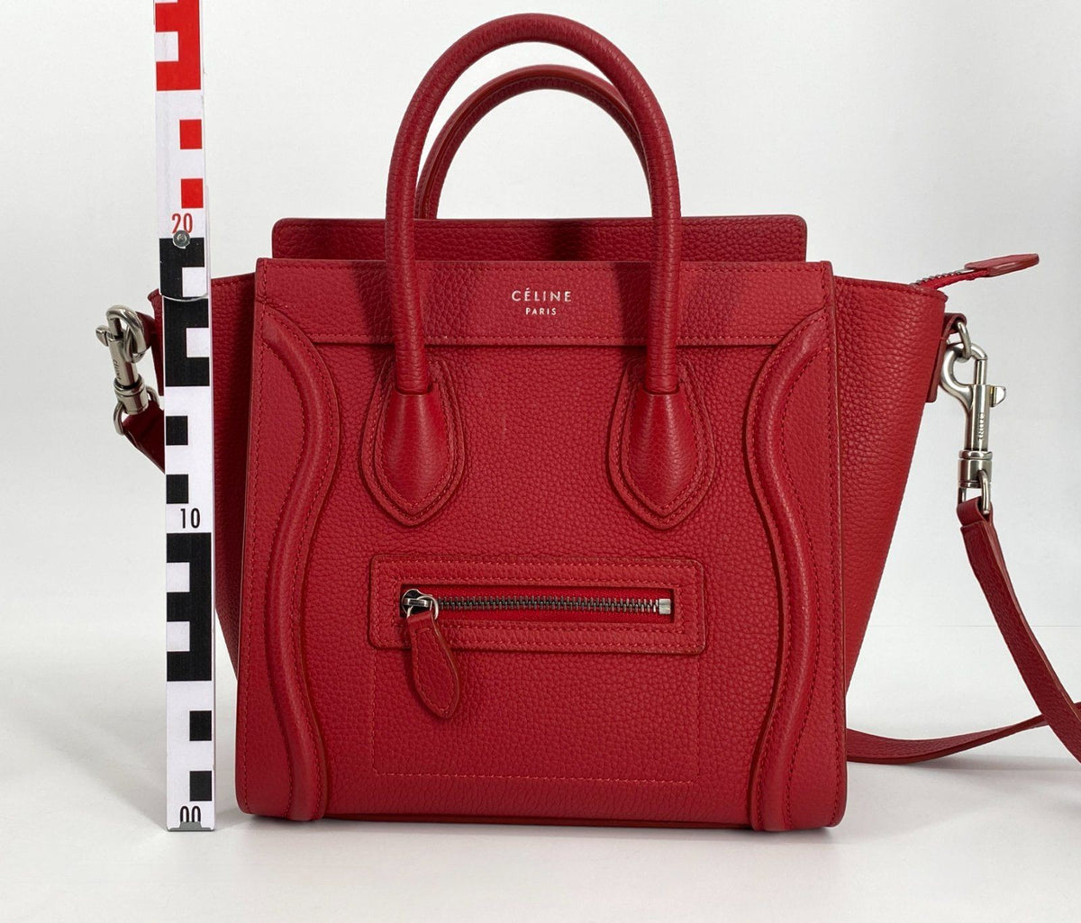 *HANDTASCHE CÉLINE LUGGAGE NANO LEDER POP RED SCHULTERRIEMEN ITAL