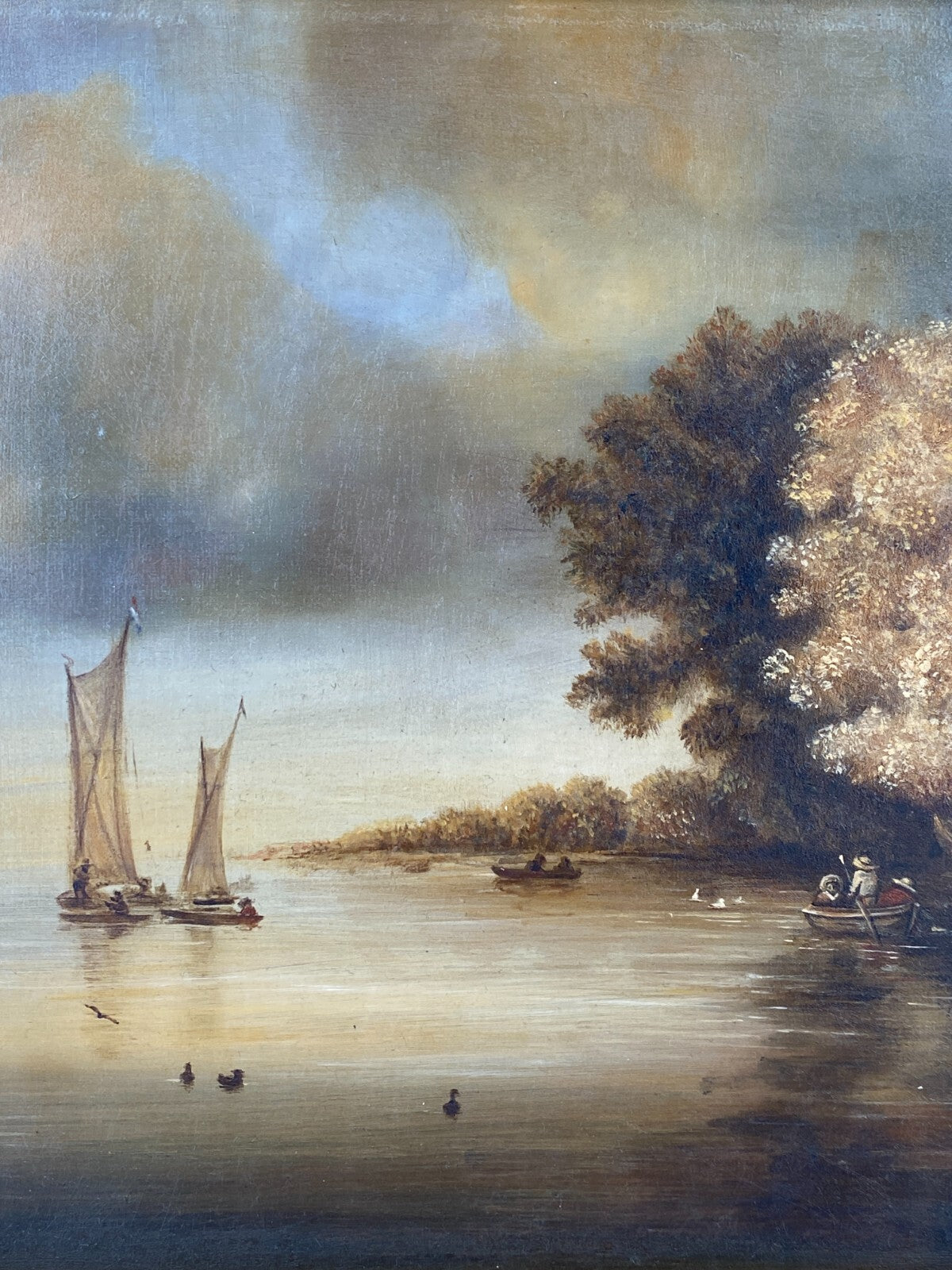 * ÖLGEMÄLDE LANDSCHAFT MIT FISCHER HANNA GOSZCZYNSKA 1985 VINTAGE