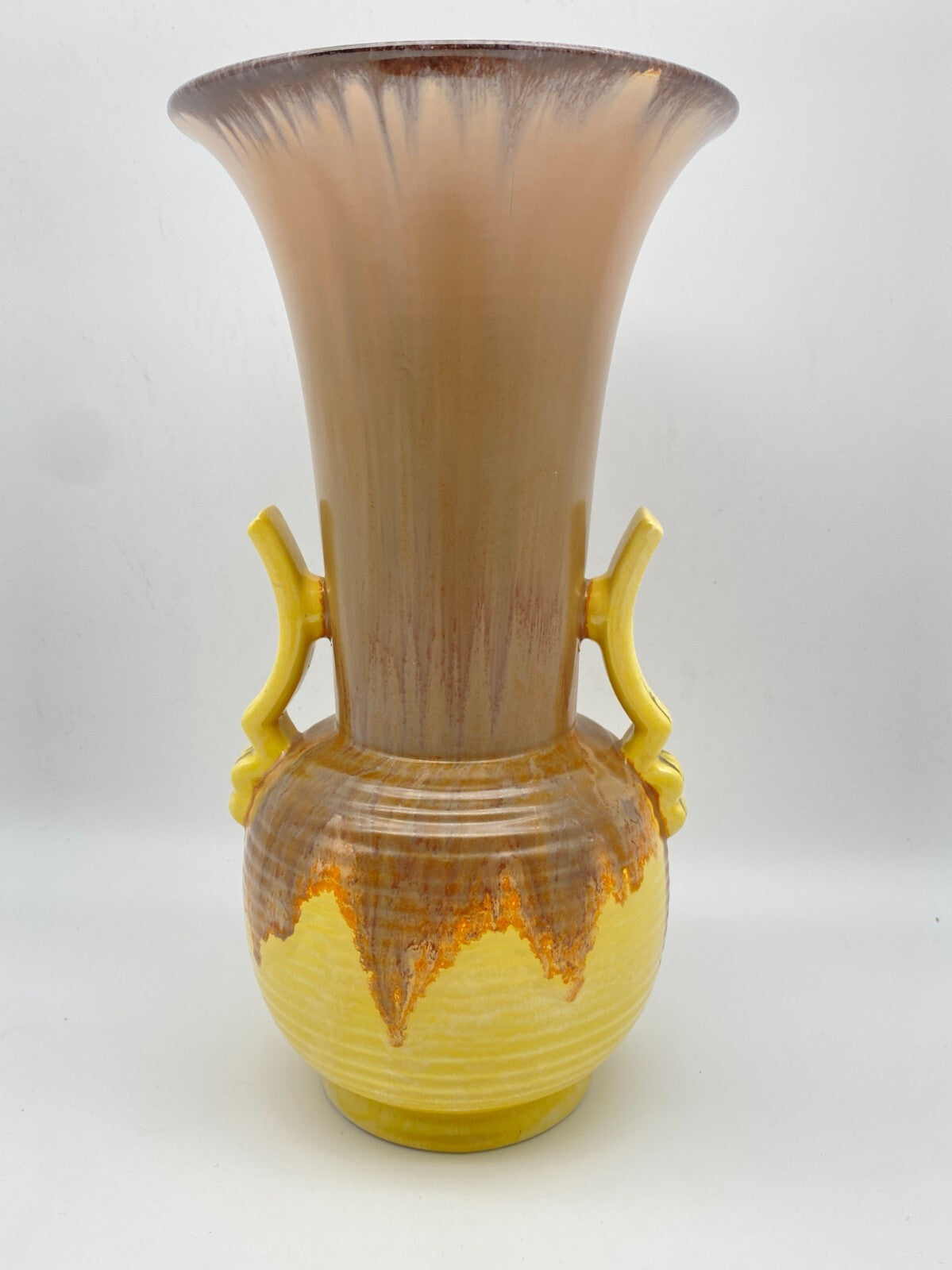 STEULER KERAMIK VASE LAUFGLASUR HENKEL AMPHORE FAT LAVA 30er ART DECO
