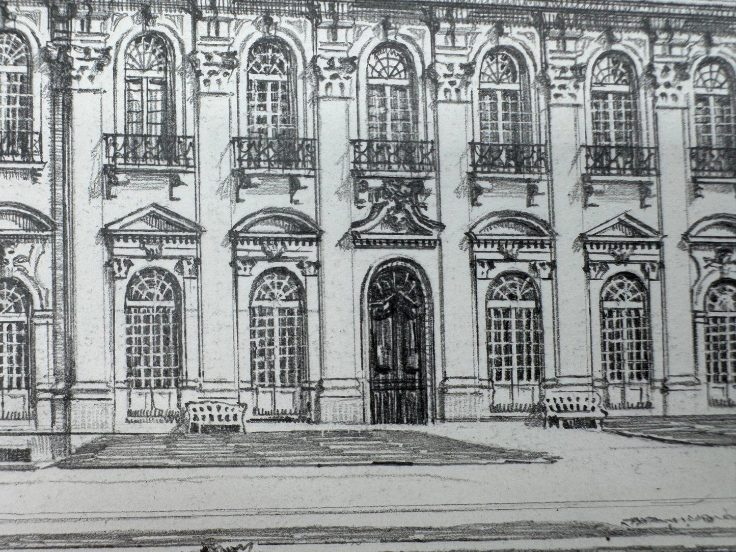 * HEINZ WEHLISCH ZEICHNUNG SCHLEISSHEIM NEUES SCHLOSS ANSICHT SIGNIERT