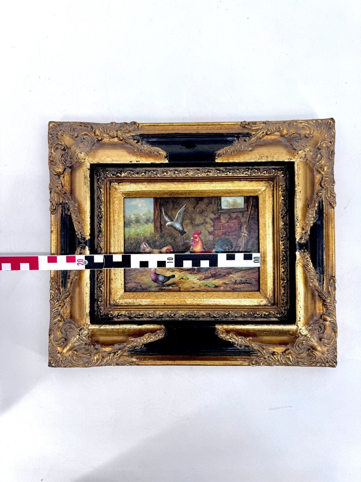 ÖLGEMÄLDE WANDBILD BILD HOLZ EDUARD BOEHM HÜHNERSTALL 19. JH