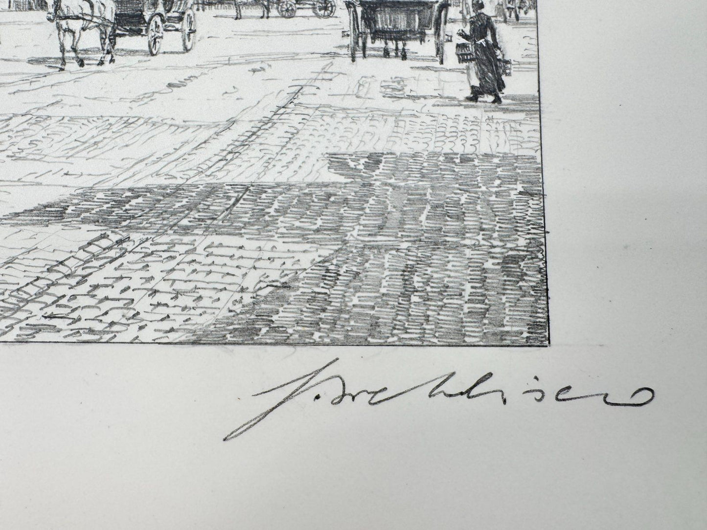 * HEINZ WEHLISCH ZEICHNUNG LÜTJENBURG MARKT UM 1912 ANSICHT SIGNI
