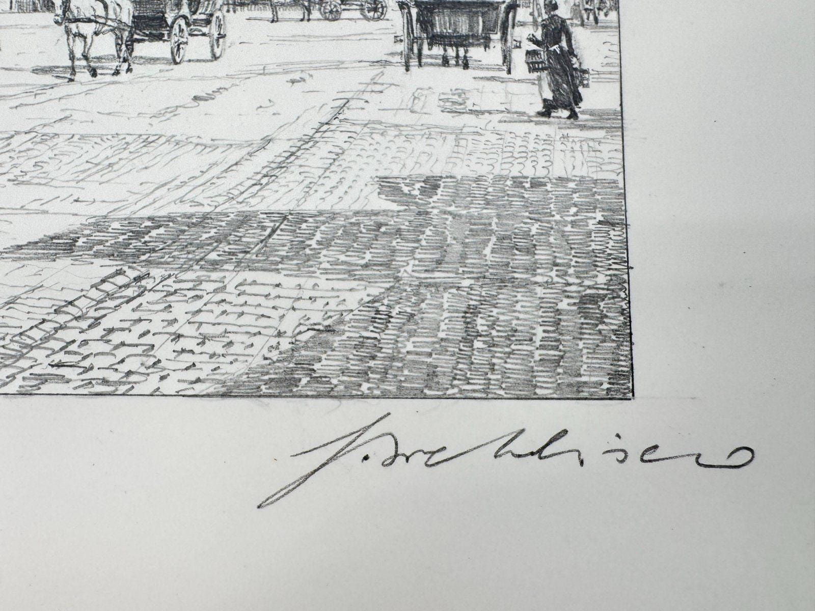 * HEINZ WEHLISCH ZEICHNUNG LÜTJENBURG MARKT UM 1912 ANSICHT SIGNI