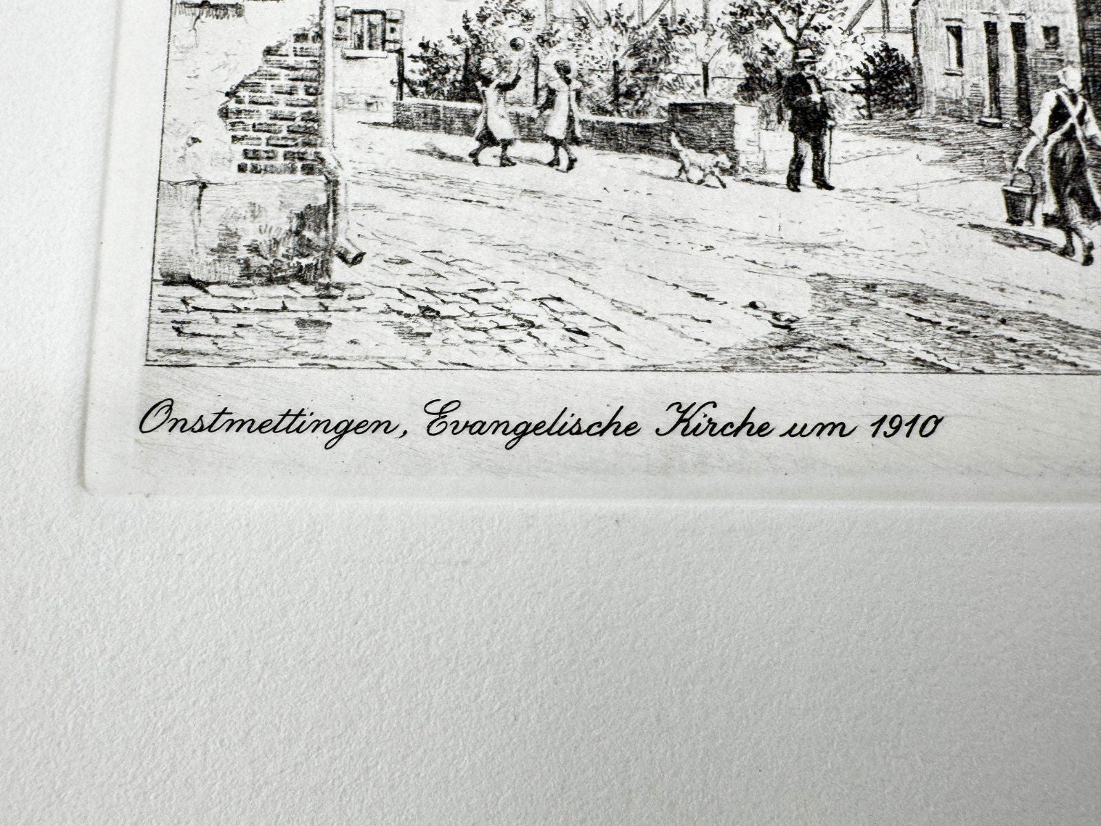 * HEINZ WEHLISCH ORIGINAL RADIERUNG ONSTMETTINGEN EVANGELISCHE KIRCHE 1910 ANSIC