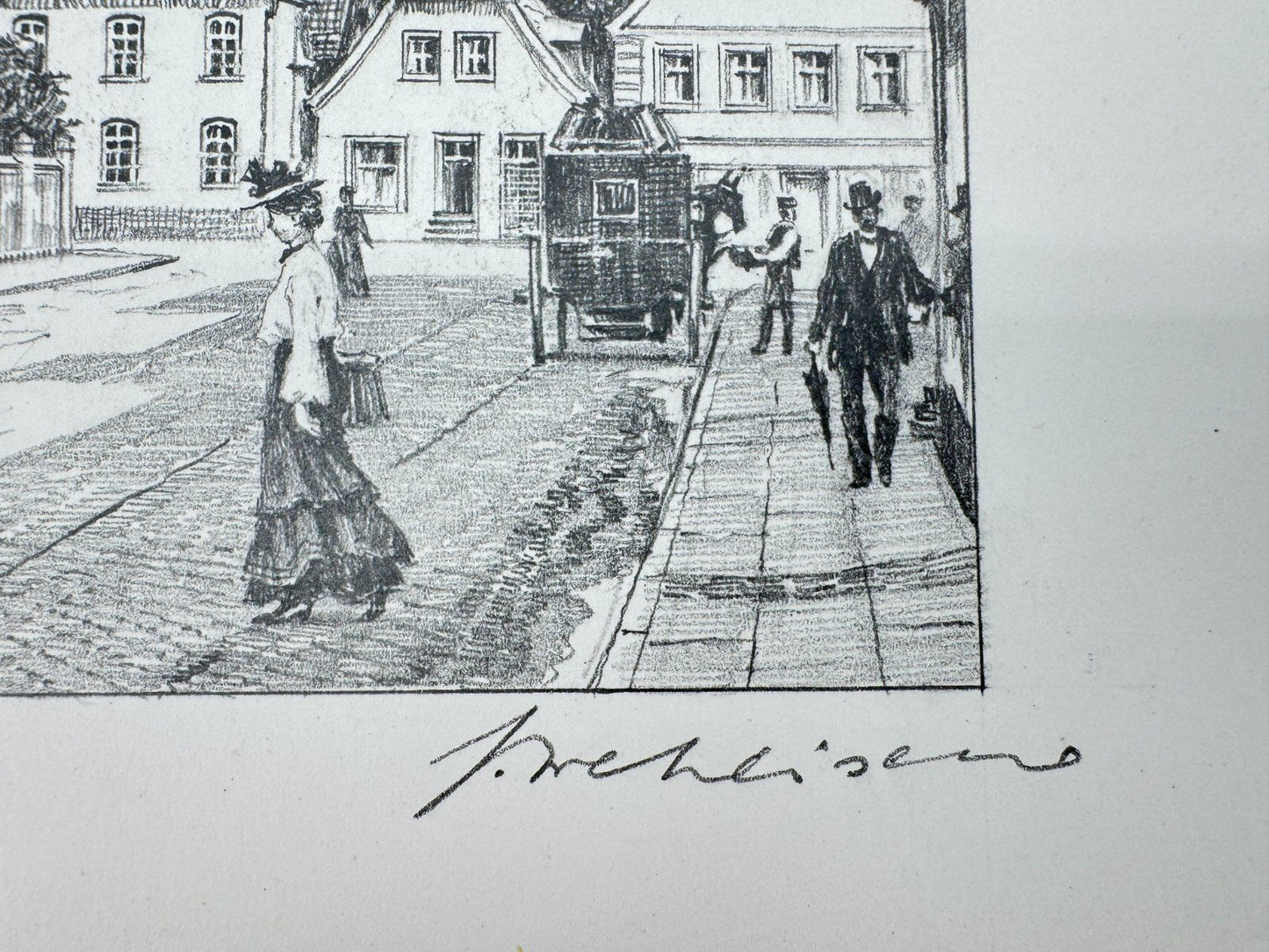 * HEINZ WEHLISCH ZEICHNUNG AHLEN KAMPSTRAßE ANSICHT SIGNIERT