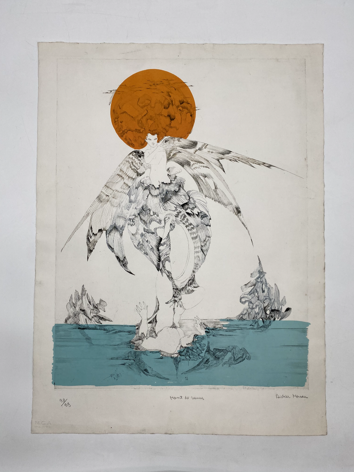* DRUCK DIDIER MOREAU MONT DE VENUS LITHOGRAFIE HANDKOLORIERT PARIS ART NOVEAU