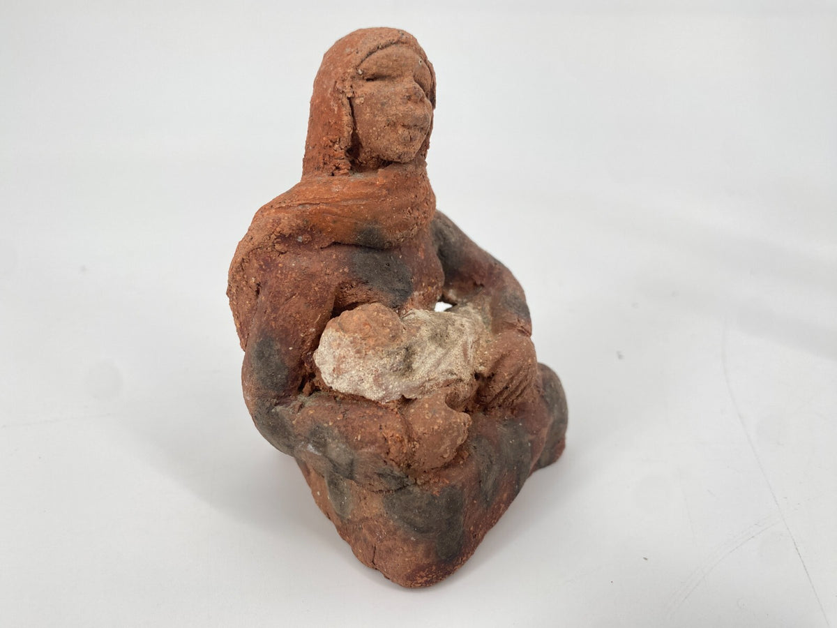 * 2 STK KERAMIK FIGUR STATUETTE ÄGYPTEN  TERRAKOTTA TON HANDARBEIT VINTAGE