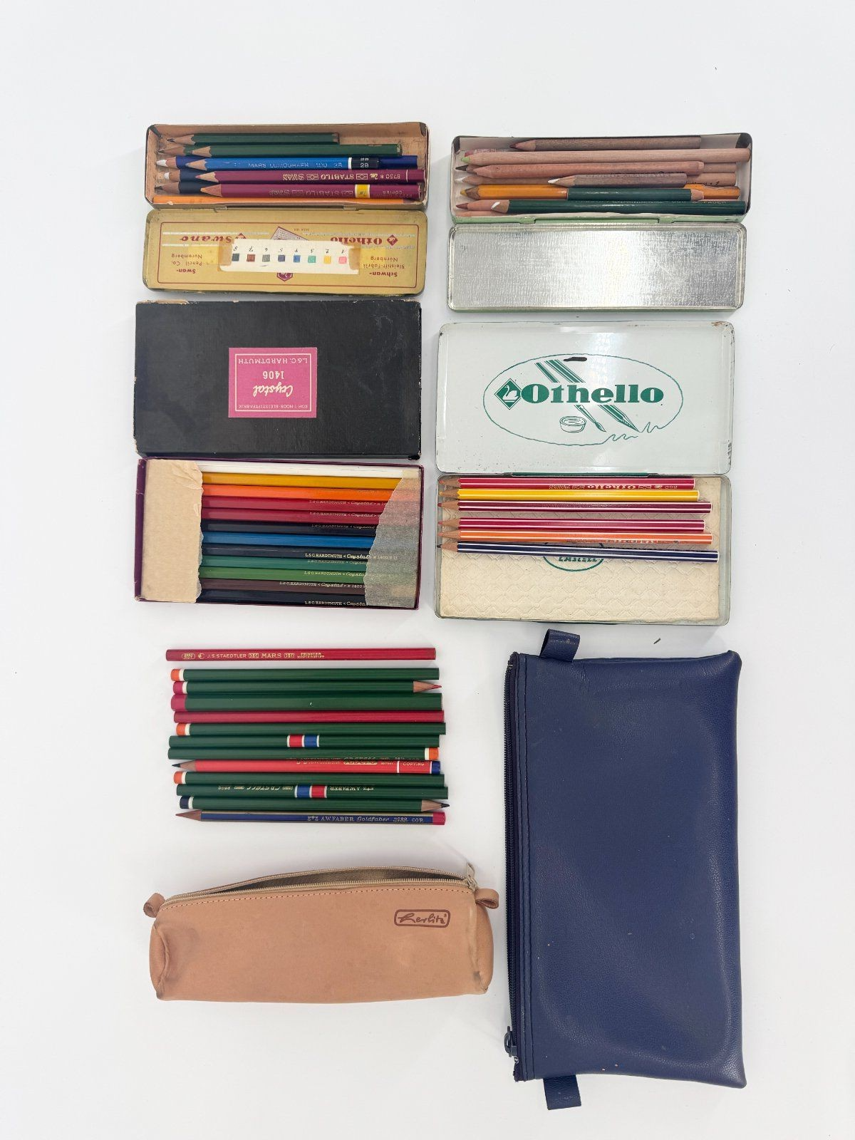 KONVOLUT BUNTSTIFTE MAPPE FABER CASTELL OTHELLO CRYSTAL STABILO