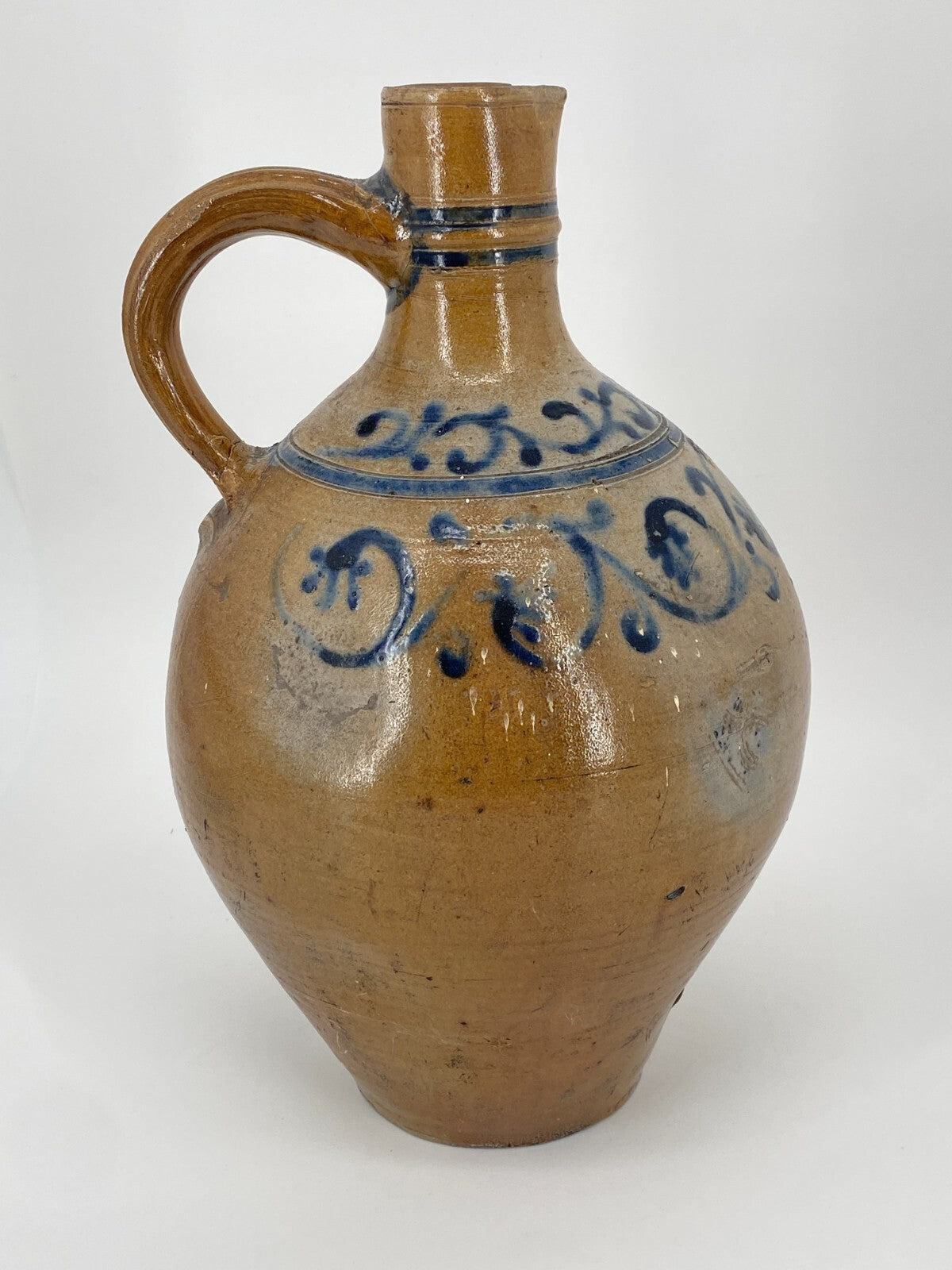 * KRUG HENKEL VASE HENKELVASE SALZGLASUR 1900 KERAMIK ANTIK