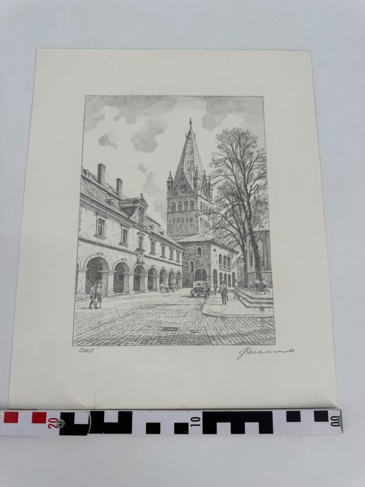 * HEINZ WEHLISCH ZEICHNUNG SOEST SANKT PATROKLI ANSICHT SIGNIERT