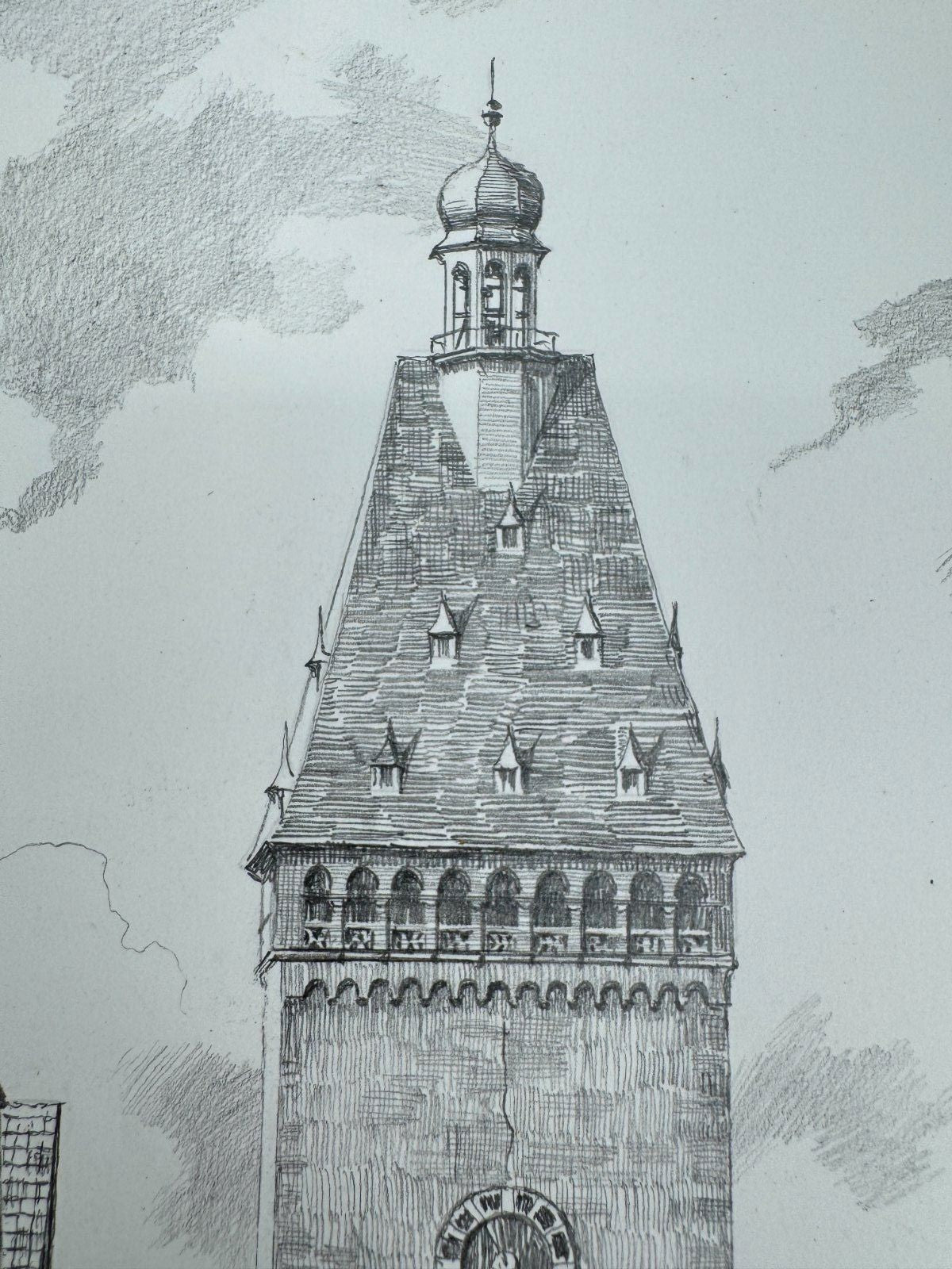 * HEINZ WEHLISCH ZEICHNUNG SPEYER UM 1879 ANSICHT SIGNIERT