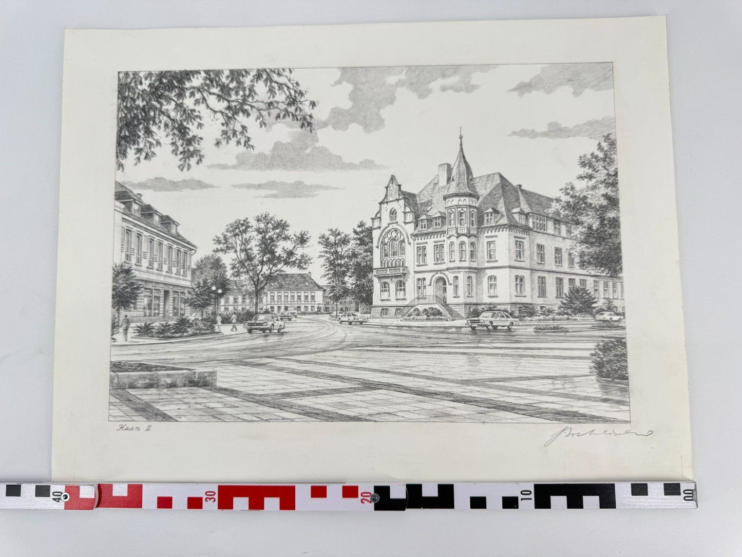 * HEINZ WEHLISCH ZEICHNUNG HAAN RATHAUS UM 1980 SIGNIERT
