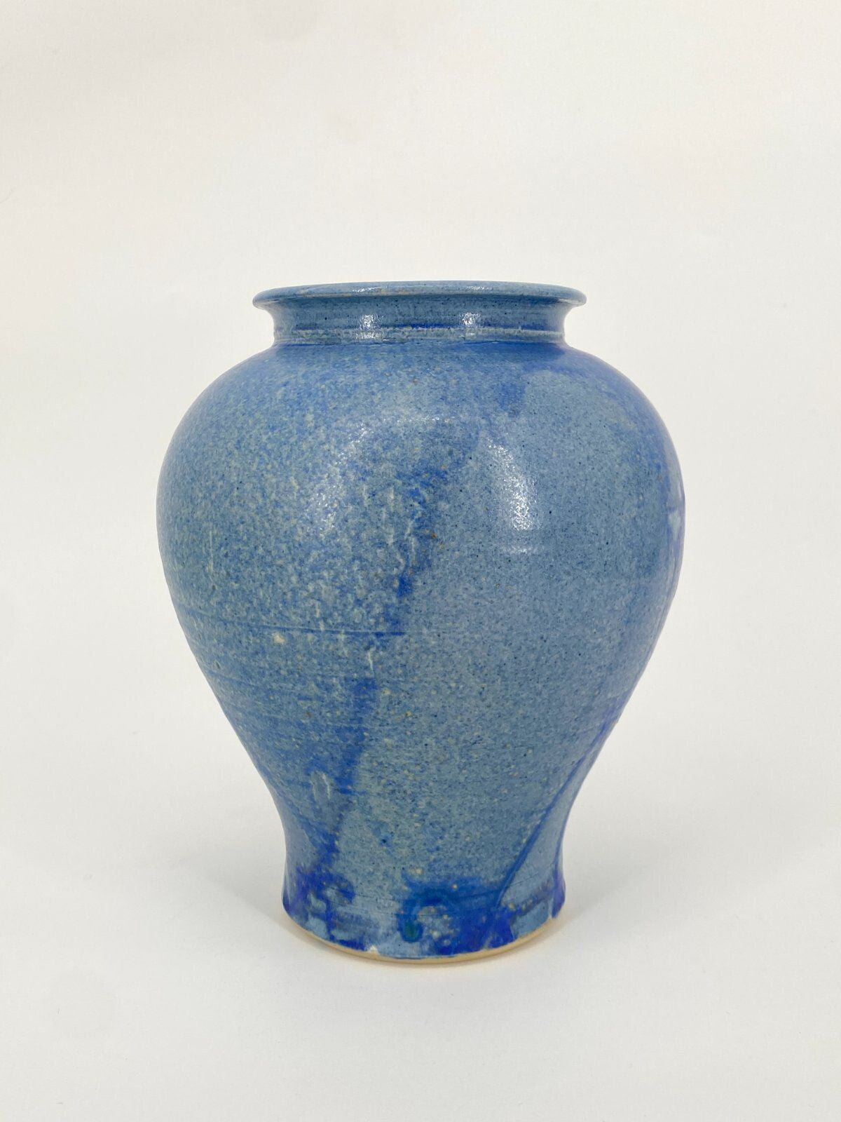 * STUDIOKERAMIK VASE BLAU LAUFGLASUR AQUARELL VINTAGE 21CM