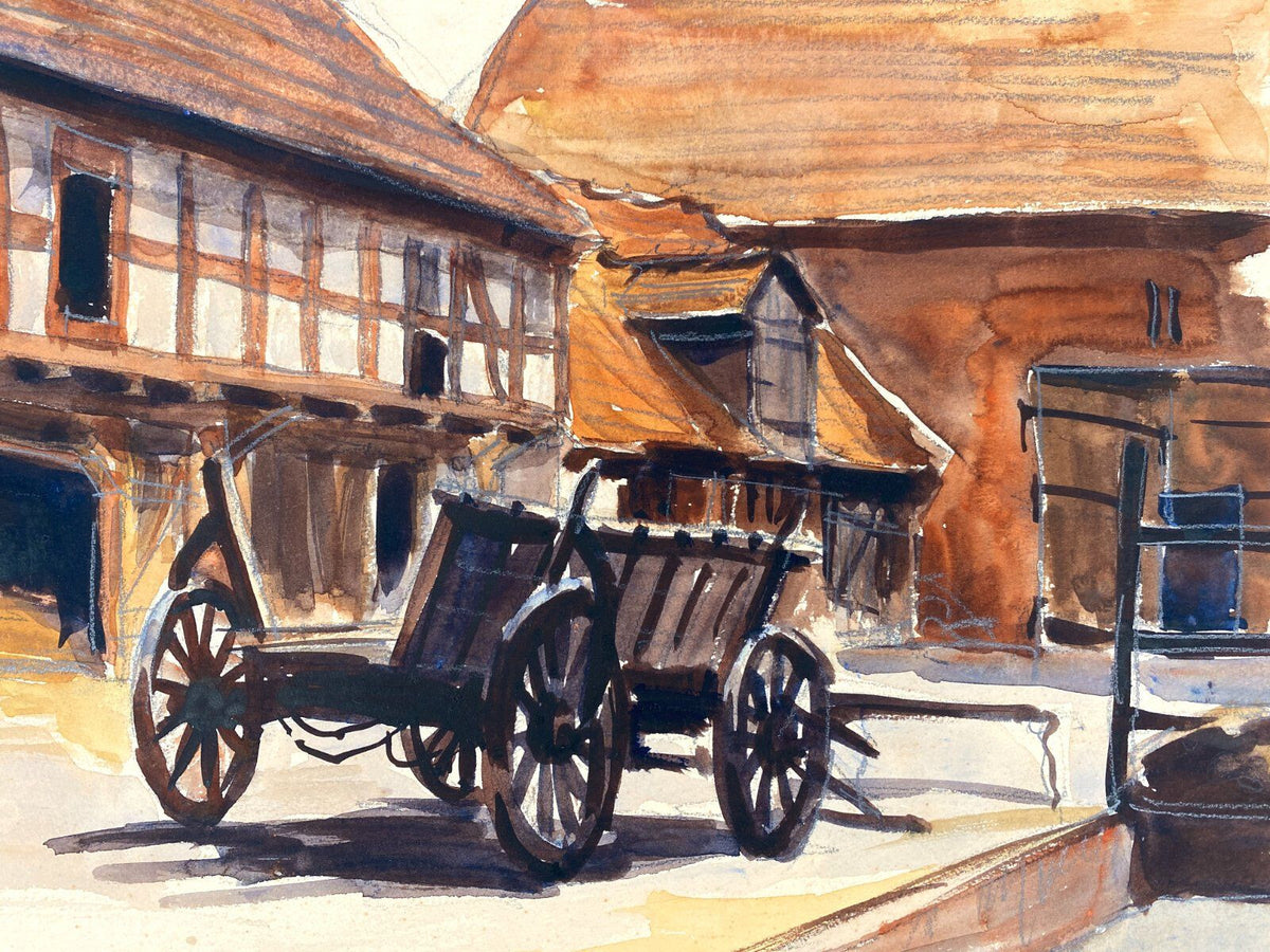*GEMÄLDE ERWIN Z BAUERNHOF HEUWAGEN OBERSDORF 1937 SIGNIERT MALEREI VINTAGE
