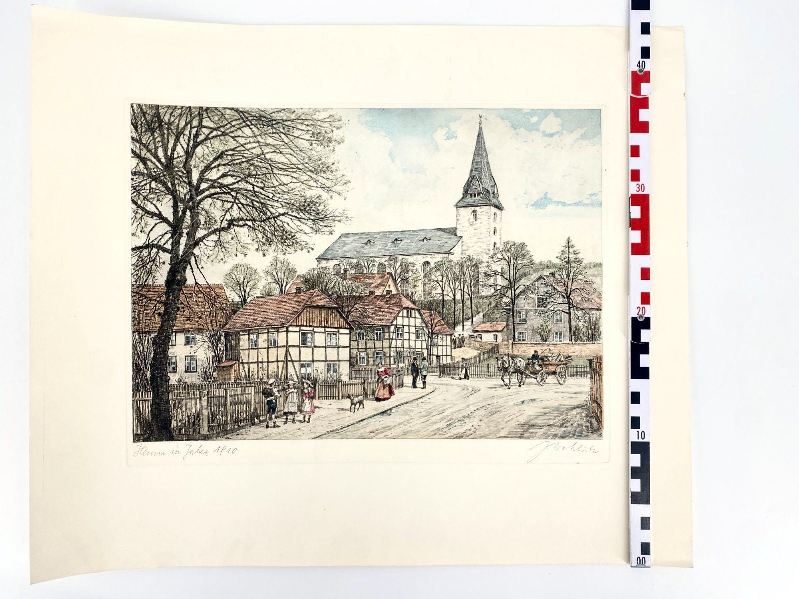 * DRUCKGRAFIK HEINZ WEHLISCH ANSICHT HEMER SAUERLAND EBBERGKIRCHE