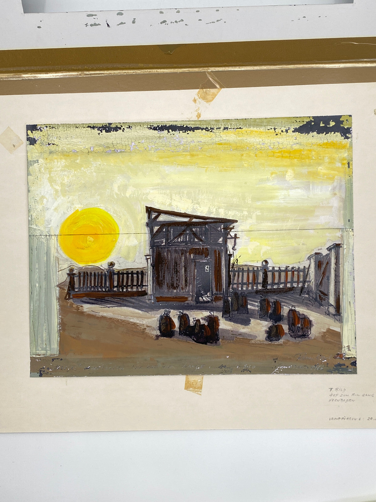 * BILD ACRYL ÖL GEMÄLDE ROMAN WEYL MARSKI URAUFFÜHRUNG 1966 BÜHNENBILD VINTAGE