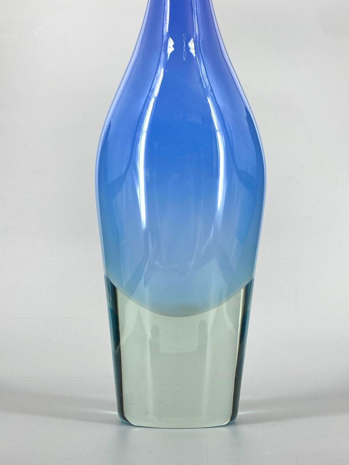 *GLASVASE MURANOGLAS VINTAGE LÄNGLICH 45CM AZURBLAU SPEKTAKULÄR